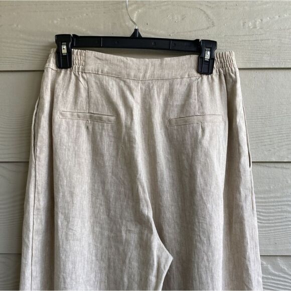 Anthropologie Sovere Instance High Waist Wide Leg Oatmeal Pleated Linen Pants L - Picture 9 of 14